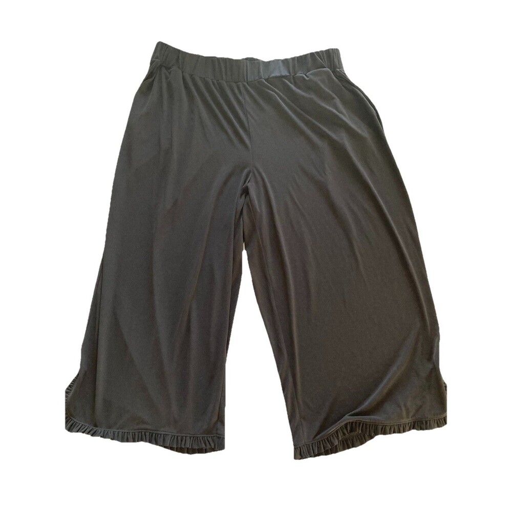 Michael Kors Women’s Plus 1X Black Pull On Pedal Pushers Ruffled Good Condition